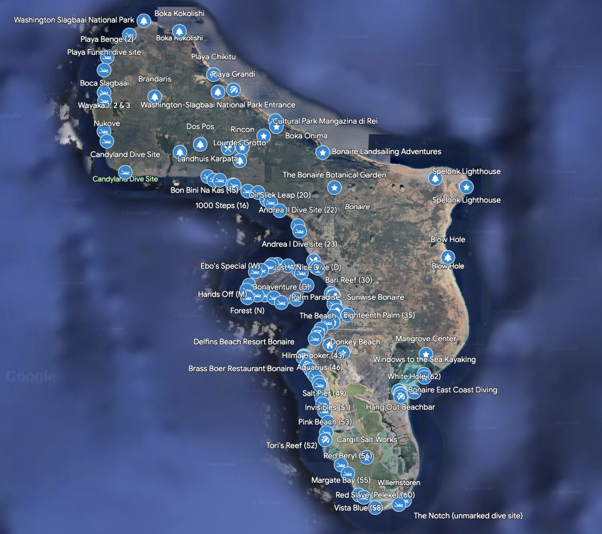 De kaart van Bonaire, ontdek het eiland