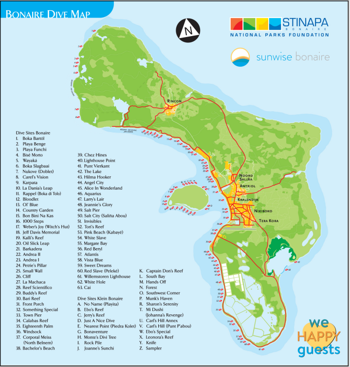 Bonaire map dive sites